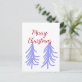 Vrolijk kerstrood paarse pastel dennenboom waterc briefkaart (Staand voorkant)