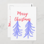 Vrolijk kerstrood paarse pastel dennenboom waterc briefkaart (Voorkant / Achterkant)