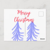 Vrolijk kerstrood paarse pastel dennenboom waterc briefkaart (Achterkant)