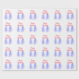 Vrolijk kerstrood paarse pastel dennenboom waterc cadeaupapier