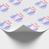 Vrolijk kerstrood paarse pastel dennenboom waterc cadeaupapier (Hoek)