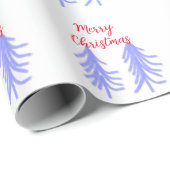 Vrolijk kerstrood paarse pastel dennenboom waterc cadeaupapier (Rol Hoek)