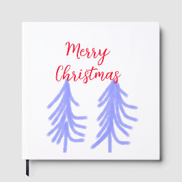 Vrolijk kerstrood paarse pastel dennenboom waterc gastenboek
