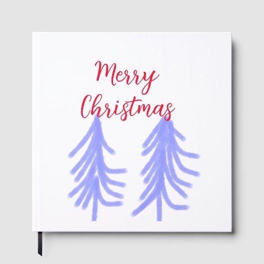 Vrolijk kerstrood paarse pastel dennenboom waterc gastenboek (Voorkant)