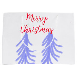 Vrolijk kerstrood paarse pastel dennenboom waterc groot cadeauzakje