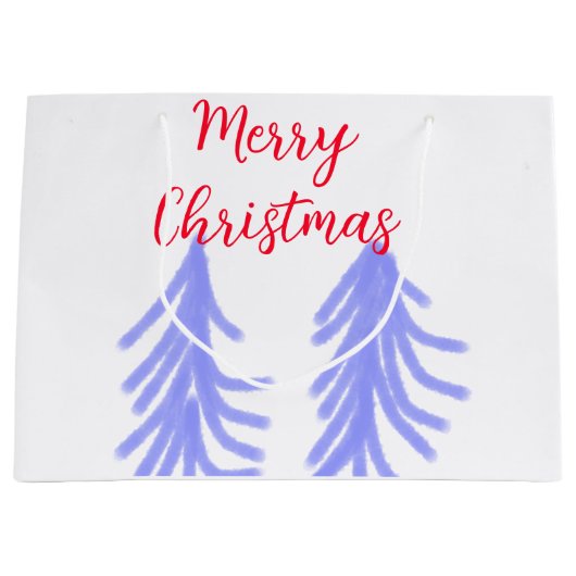 Vrolijk kerstrood paarse pastel dennenboom waterc groot cadeauzakje (Voorkant)