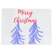 Vrolijk kerstrood paarse pastel dennenboom waterc groot cadeauzakje (Achterkant)