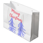 Vrolijk kerstrood paarse pastel dennenboom waterc groot cadeauzakje (Voorkant Gekanteld)