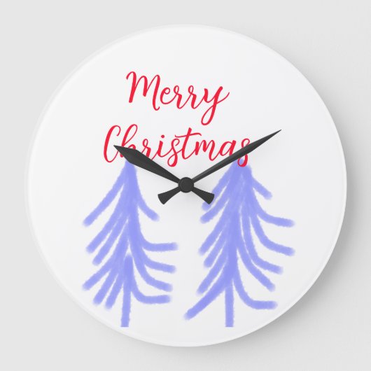 Vrolijk kerstrood paarse pastel dennenboom waterc grote klok (Voorkant)