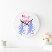 Vrolijk kerstrood paarse pastel dennenboom waterc grote klok (Huis)
