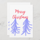 Vrolijk kerstrood paarse pastel dennenboom waterc kaart (Voorkant / Achterkant)