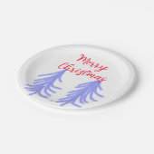 Vrolijk kerstrood paarse pastel dennenboom waterc papieren bordje (Gekanteld)