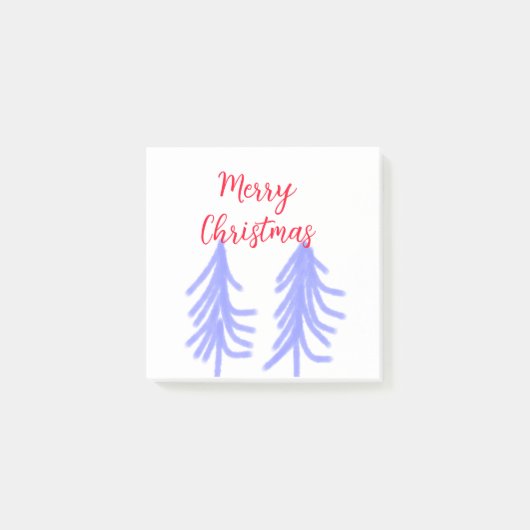 Vrolijk kerstrood paarse pastel dennenboom waterc post-it® notes (Voorkant)