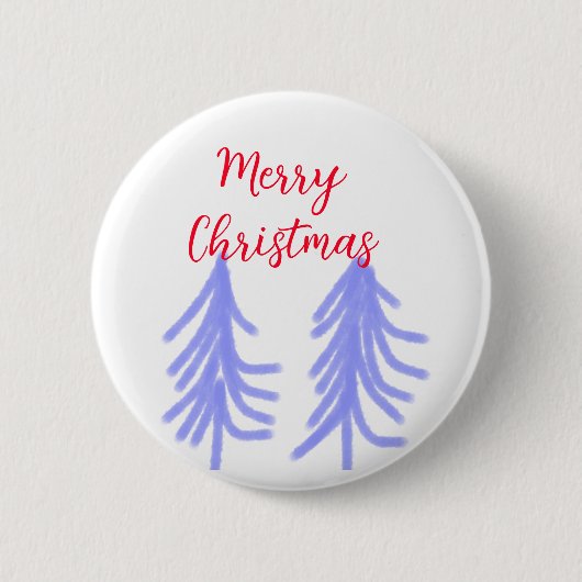 Vrolijk kerstrood paarse pastel dennenboom waterc ronde button 5,7 cm (Voorkant)