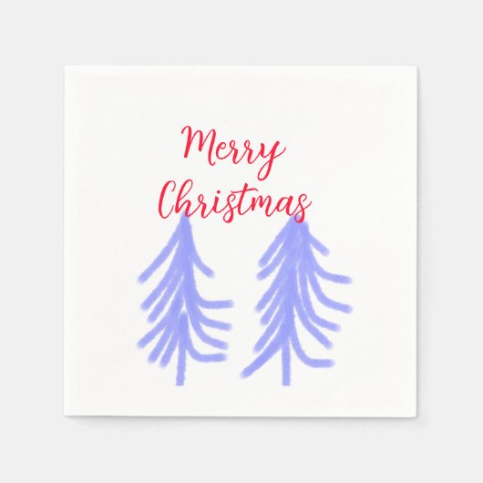 Vrolijk kerstrood paarse pastel dennenboom waterc servet (Voorkant)