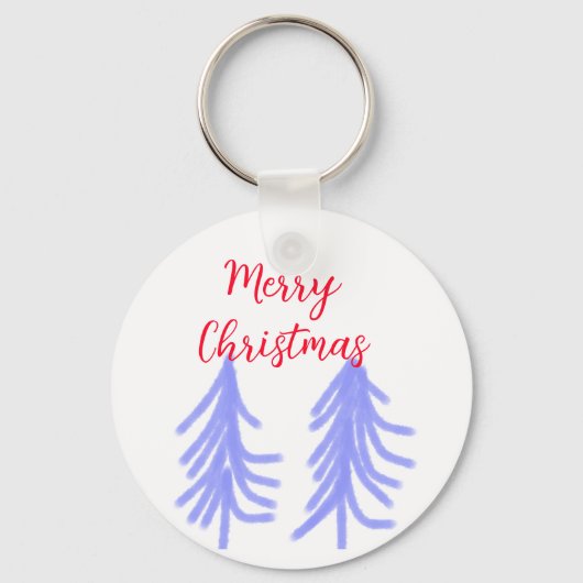 Vrolijk kerstrood paarse pastel dennenboom waterc sleutelhanger (Voorkant)