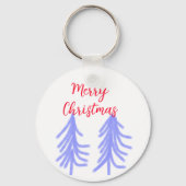 Vrolijk kerstrood paarse pastel dennenboom waterc sleutelhanger (Achterkant)
