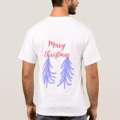 Vrolijk kerstrood paarse pastel dennenboom waterc t-shirt (Achterkant)