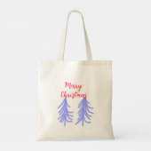 Vrolijk kerstrood paarse pastel dennenboom waterc tote bag (Achterkant)