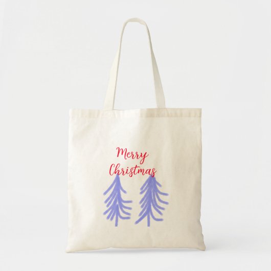 Vrolijk kerstrood paarse pastel dennenboom waterc tote bag (Voorkant)