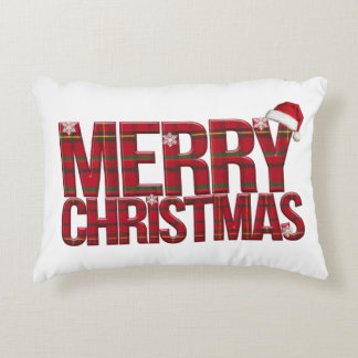 vrolijk kerstrood plaid accent kussen