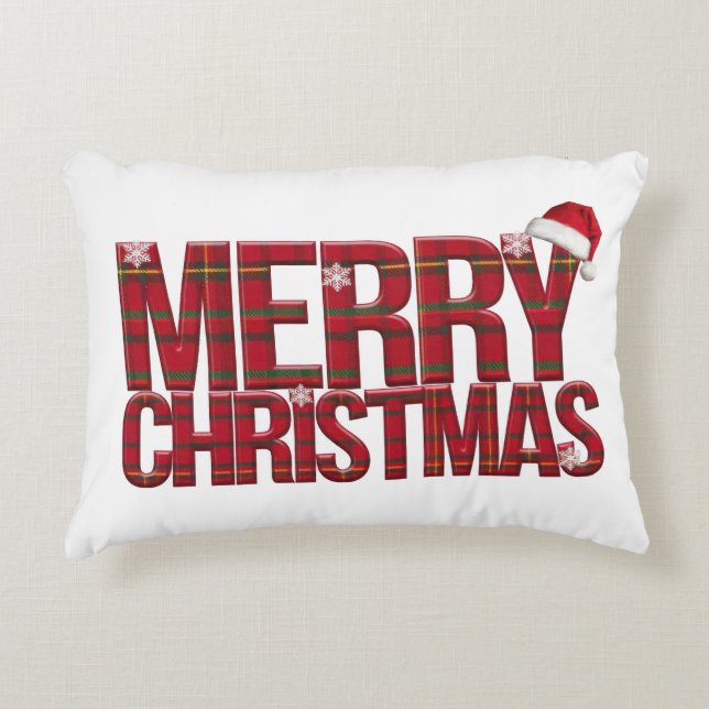 vrolijk kerstrood plaid accent kussen (Voorkant)