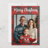 Vrolijk Kerstrood Plaid Custom Family Photo Feestdagenkaart (Voorkant)