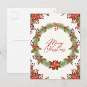 Vrolijk kerstrood poinsettia en bessen feestdagenkaart (Voorkant / Achterkant)