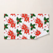 Vrolijk kerstrood poinsettia en Holly Leaves Handdoek (Handdoek)