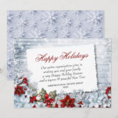 Vrolijk kerstrood Poinsettia Rustic-vakantiekaart Feestdagenkaart (Voorkant / Achterkant)