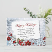 Vrolijk kerstrood Poinsettia Rustic-vakantiekaart Feestdagenkaart (Staand voorkant)