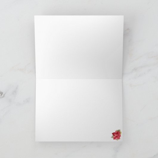 Vrolijk kerstrood Poinsettia-Waterverf Feestdagen Kaart (Binnen)