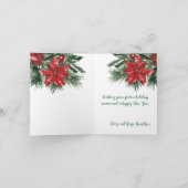 Vrolijk kerstrood Poinsettias Pine Bough Feestdagen Kaart (Binnen)