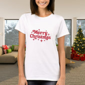 Vrolijk kerstrood retro t-shirt