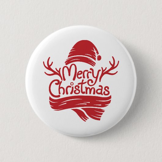 Vrolijk kerstrood ronde button 5,7 cm (Voorkant)