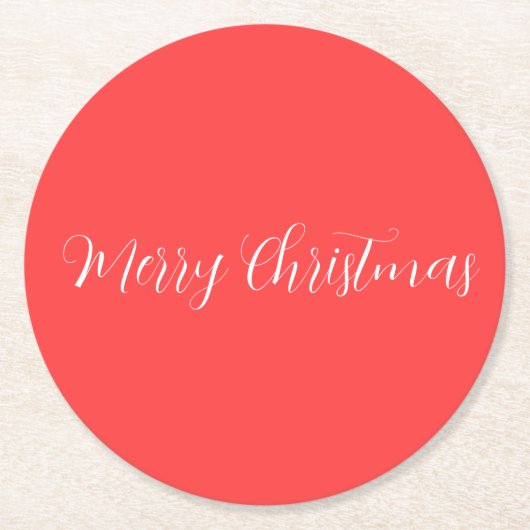 Vrolijk kerstrood ronde kartonnen onderzetter (Voorkant)