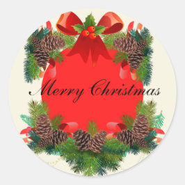 Vrolijk kerstrood ronde sticker