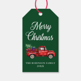 Vrolijk kerstrood rondje — Giften licht groen Cadeaulabel