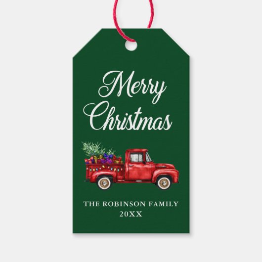 Vrolijk kerstrood rondje — Giften licht groen Cadeaulabel (Voorkant)