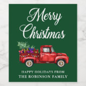 Vrolijk kerstrood rondje — Giften licht groen Wijn Etiket (Enkel label)