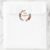 Vrolijk kerstrood Rose Floral Wreath Holiday Ronde Sticker (Tas)