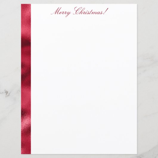 Vrolijk kerstrood satin Chic Metallic Briefpapier (Voorkant)
