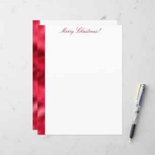 Vrolijk kerstrood satin Chic Metallic Briefpapier