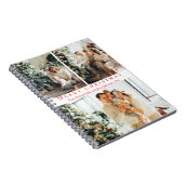 Vrolijk kerstrood script 3 foto's collage chic notitieboek (Rechterzijde)