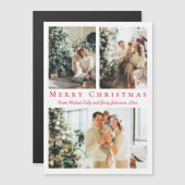 Vrolijk kerstrood script 3 foto's collage magneet (Voorkant / Achterkant)