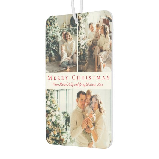 Vrolijk Kerstrood Script 3 Foto's Vakantie Modern Luchtverfrisser (Links)