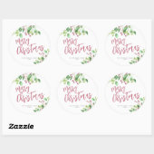 Vrolijk kerstrood script eenvoudig modern elegant ronde sticker (Vel)