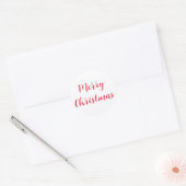 Vrolijk Kerstrood Script Eenvoudig Wit Ronde Sticker (Envelop)