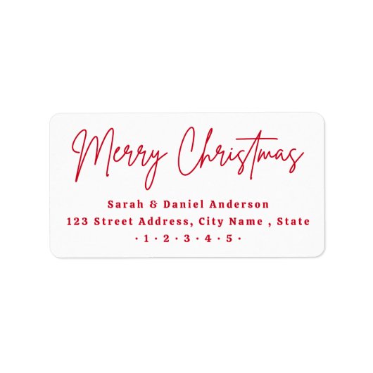 Vrolijk kerstrood script retouradres etiket (Voorkant)