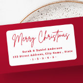 Vrolijk kerstrood script retouradres etiket